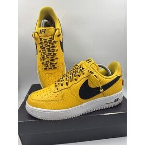 Nike x NBA Air force 1 Amarillo Large black swoosh yellow mens Sz 8.5 823511 701
